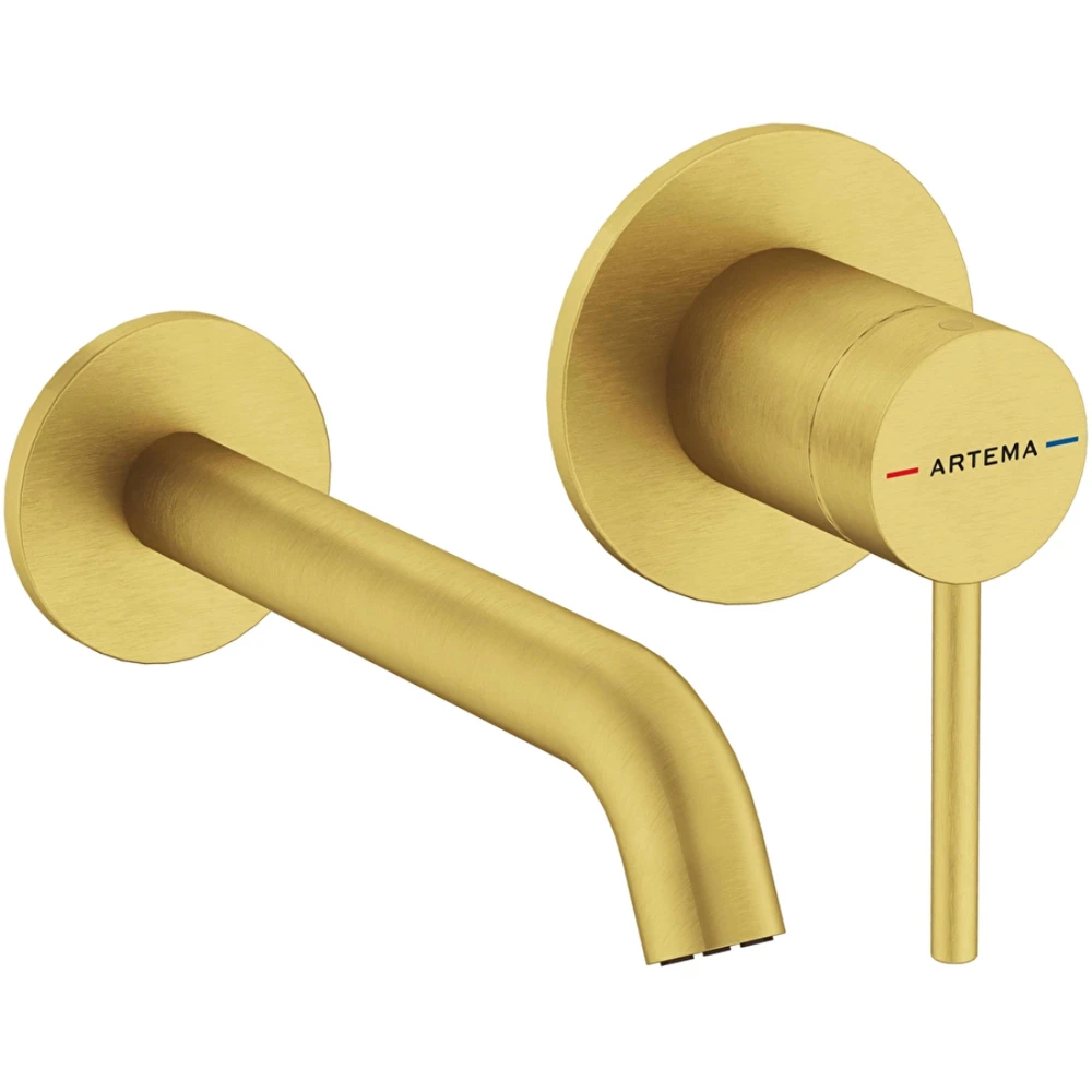 Artema Minimax Round Fırçalı Altın Ankastre Lavabo Bataryası - A4353725
