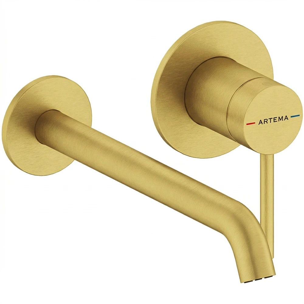 Artema Minimax Round Fırçalı Altın Ankastre Lavabo Bataryası - A4354925