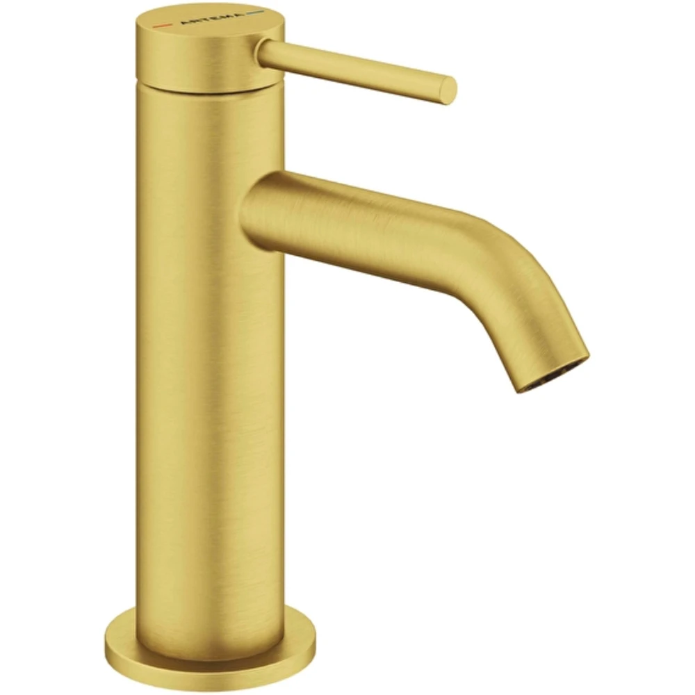 Artema Minimax Round Fırçalı Altın Lavabo Bataryası - A4353025