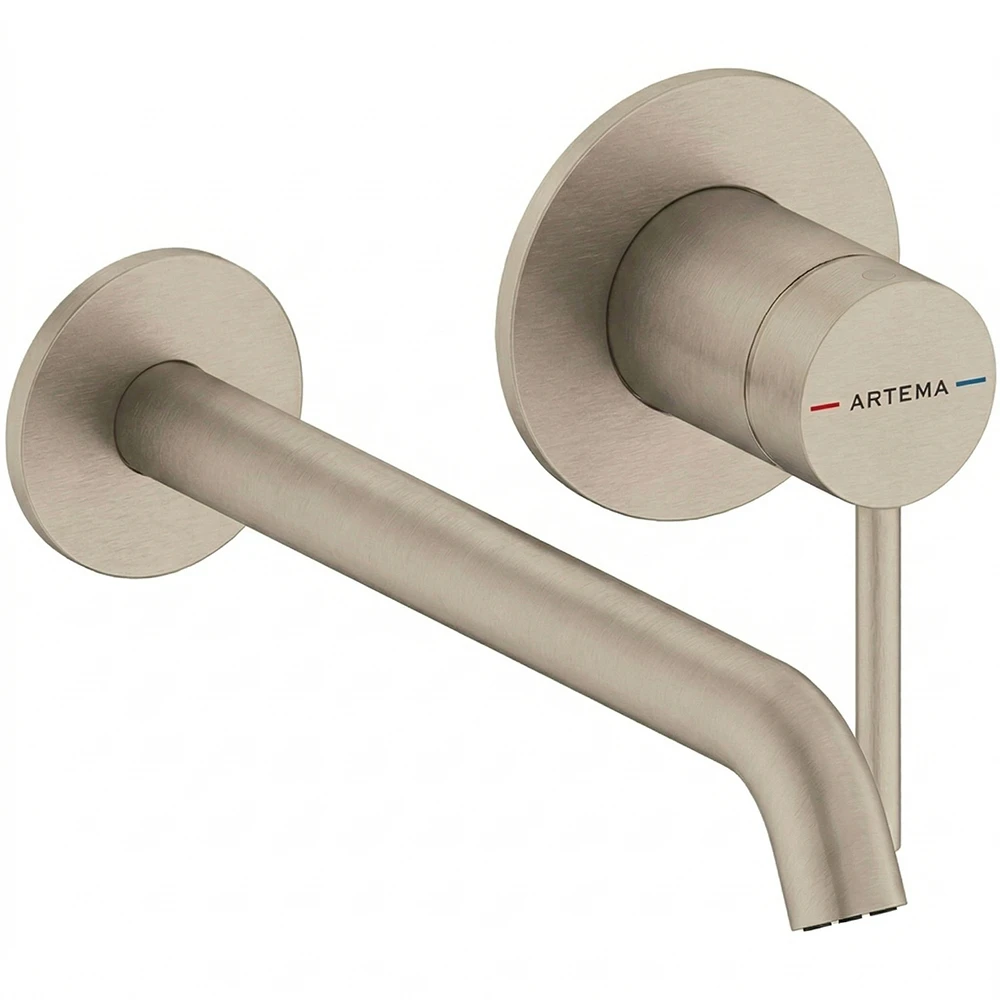Artema Minimax Round Fırçalı Nikel Ankastre Lavabo Bataryası - A4354934
