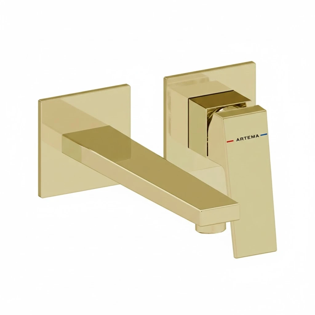 Artema Minimax Square Ankastre Lavabo Bataryası Uzun Altın (A4359325)