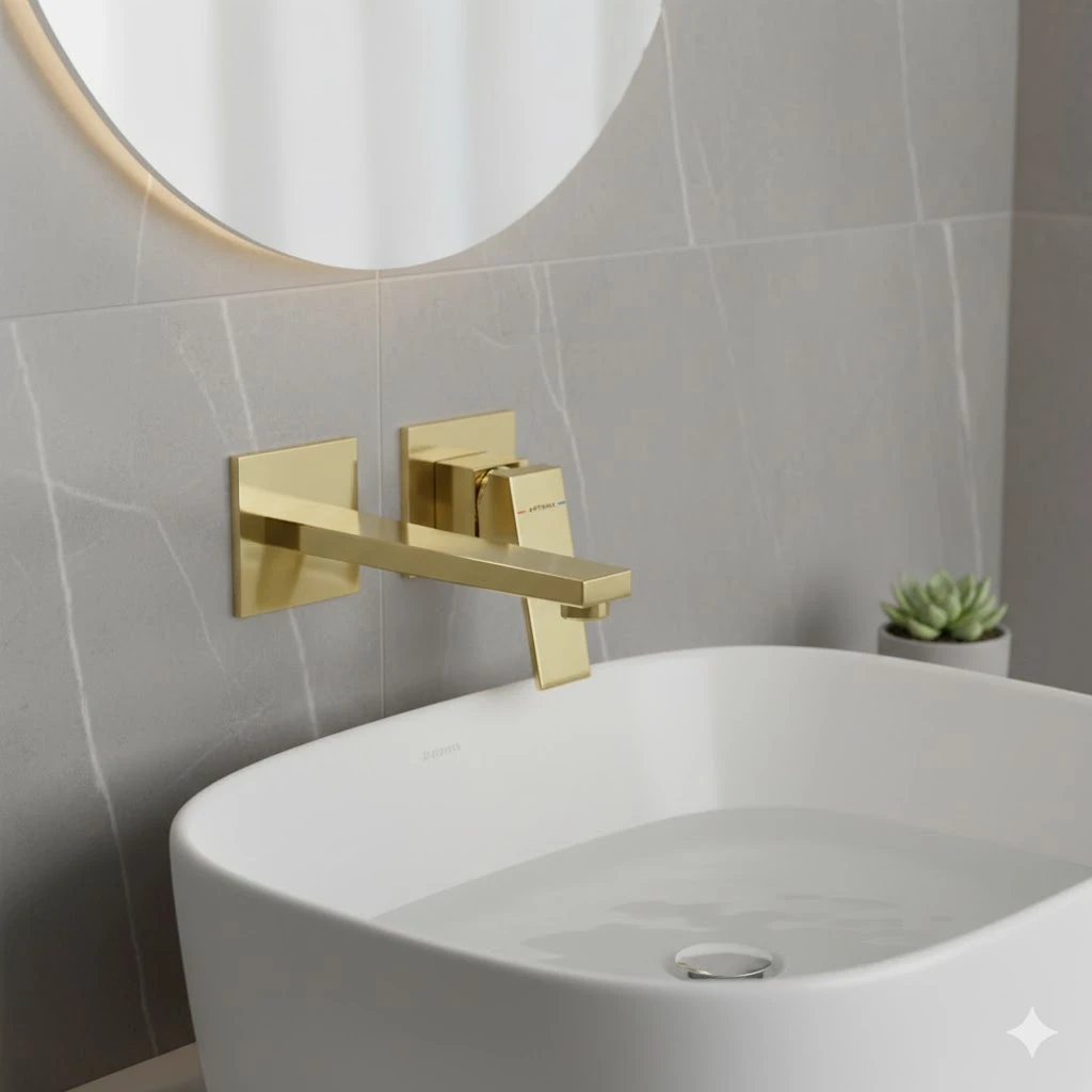 Artema Minimax Square Ankastre Lavabo Bataryası Uzun Altın (A4359325) 2