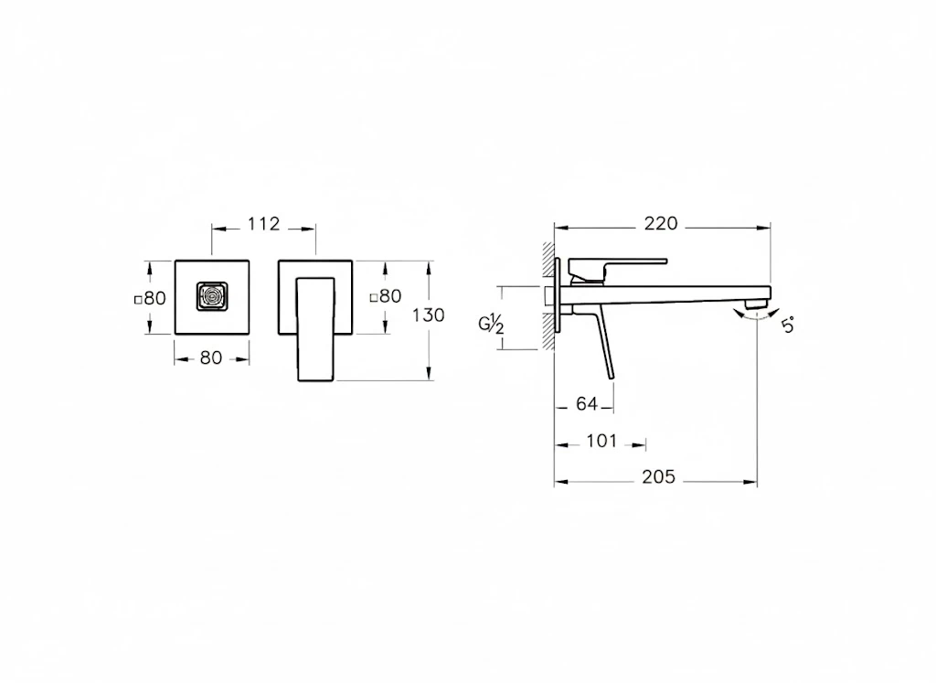 Artema Minimax Square Ankastre Lavabo Bataryası Uzun Bakır (A4359329) 3