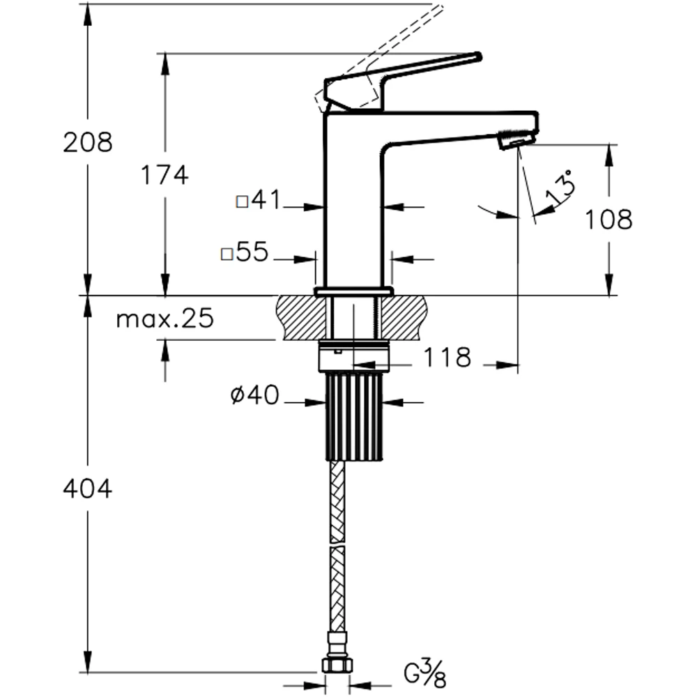 Artema Minimax Square Fırçalı Altın Lavabo Bataryası - A4372025 2