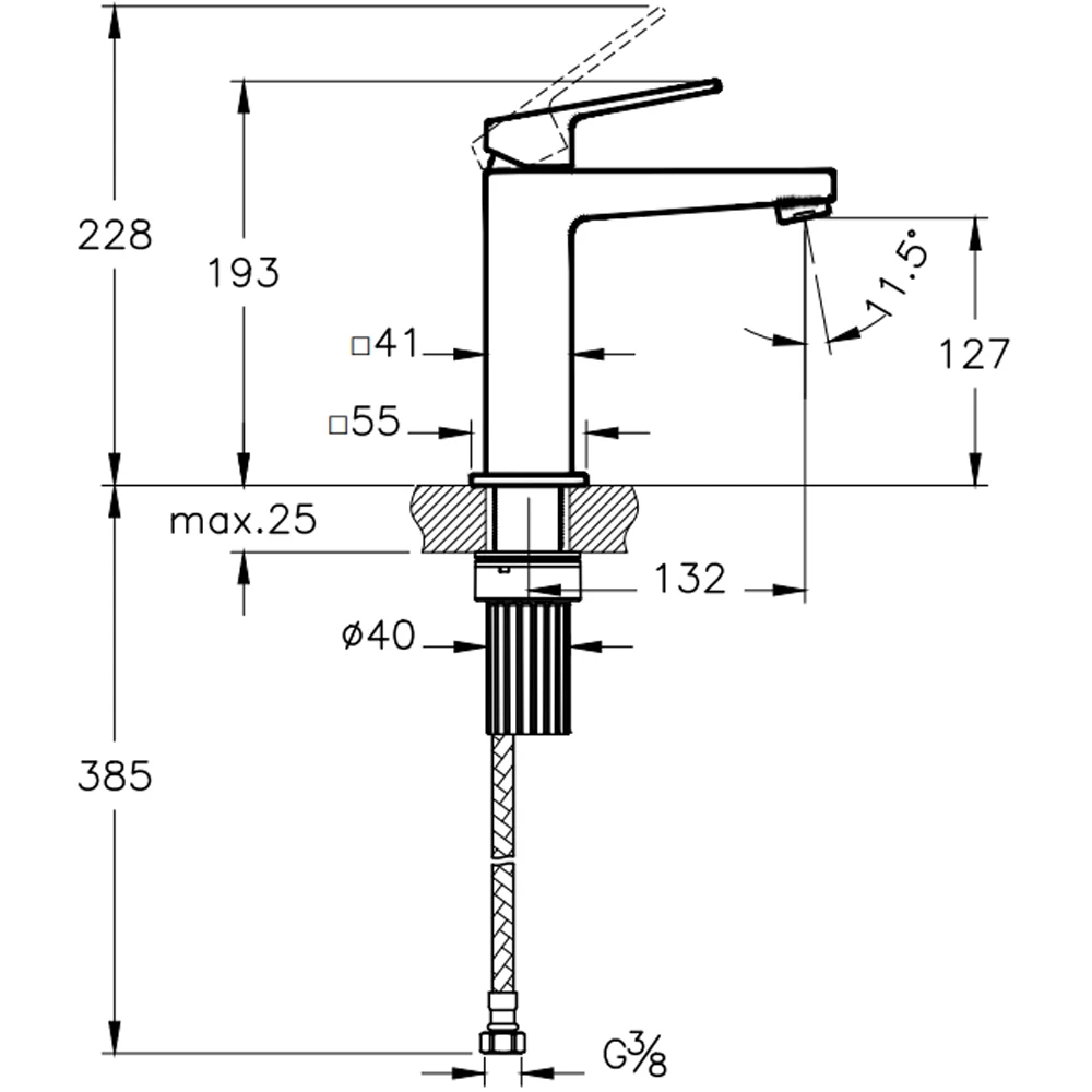 Artema Minimax Square Mat Siyah Yüksek Lavabo Bataryası - A4372236 2