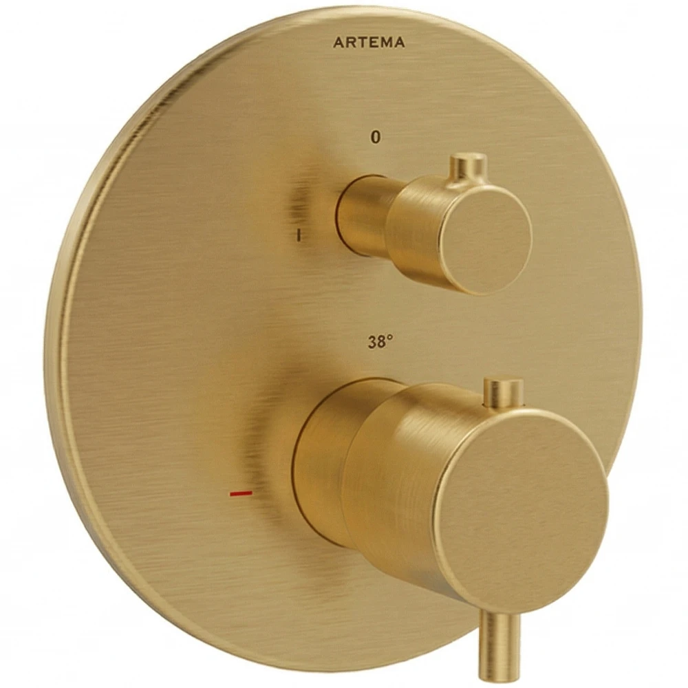 Artema V-Box Fırçalı Altın Ankastre Termostatik Banyo Bataryası - A4325825