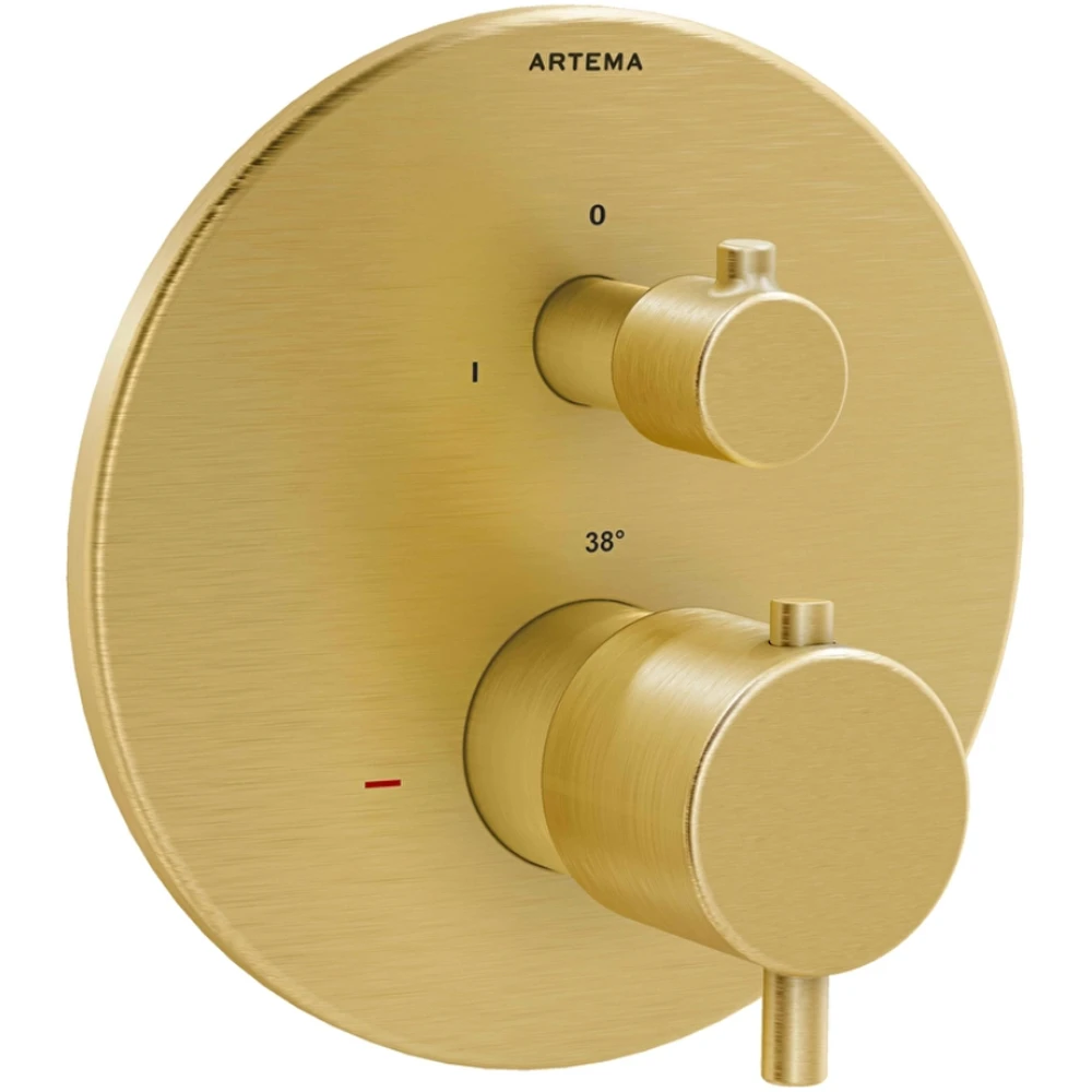 Artema V-Box Fırçalı Altın Ankastre Termostatik Duş Bataryası - A4334825