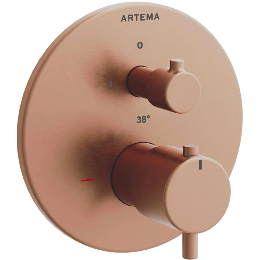 Artema V-Box Fırçalı Bakır Ankastre Termostatik Banyo Bataryası - A4325824