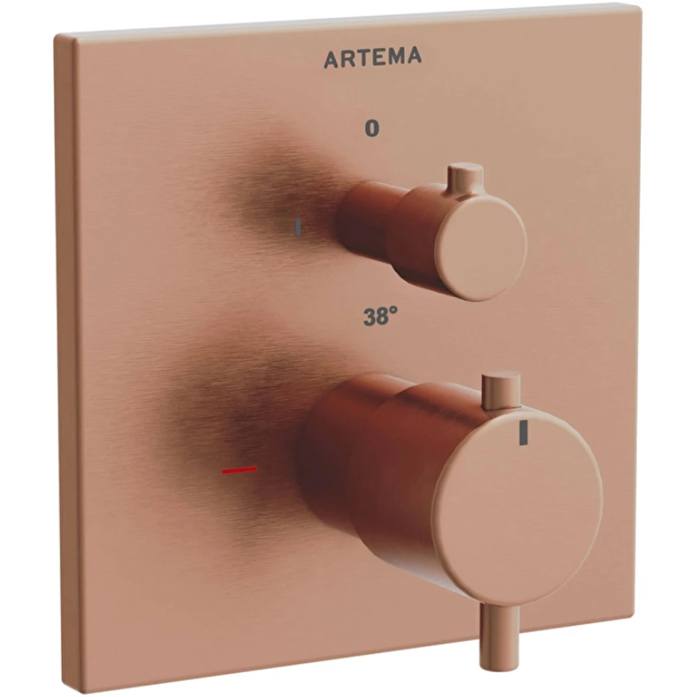 Artema V-Box Fırçalı Bakır Ankastre Termostatik Banyo Bataryası - A4326824