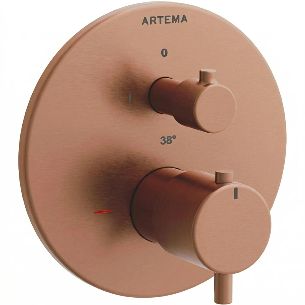 Artema V-Box Fırçalı Bakır Ankastre Termostatik Duş Bataryası - A4334824