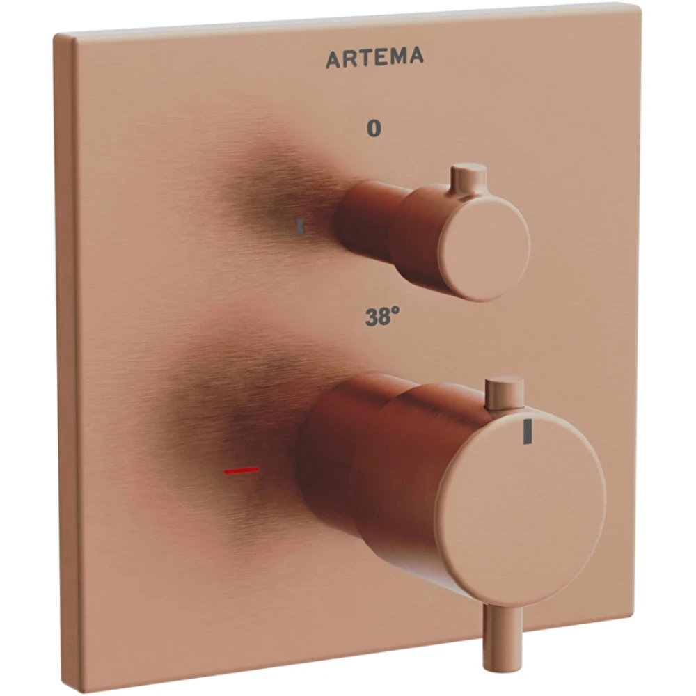 Artema V-Box Fırçalı Bakır Ankastre Termostatik Duş Bataryası - A4335824