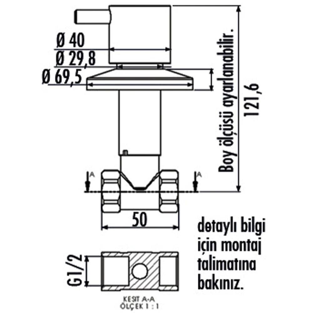 Creavit 1/2-1/2 Aç-Kapa Ara Kesme Valfi - MS.AC90L 2
