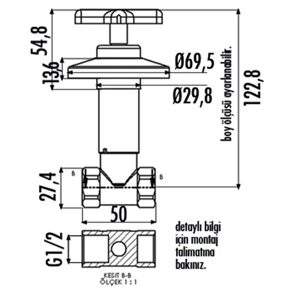 Creavit 1/2-1/2 Aç-Kapa Ara Kesme Valfi - MS.AC70S 2