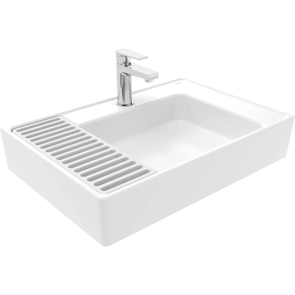 Creavit Arya 45x65 Cm Beyaz Izgaralı Tezgah Üstü Lavabo