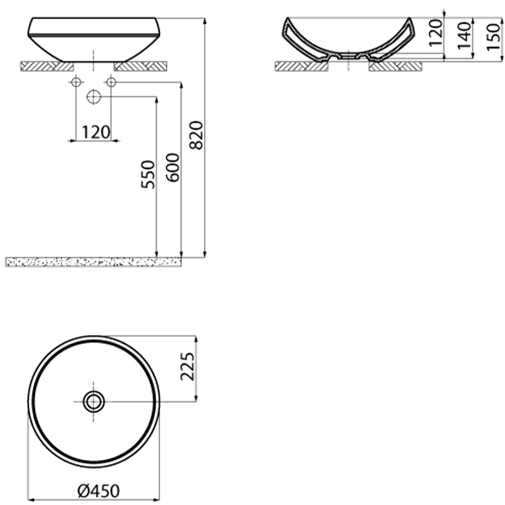 Creavit Deep 45 Cm Mat Cappuccino Tezgah Üzeri Lavabo 2