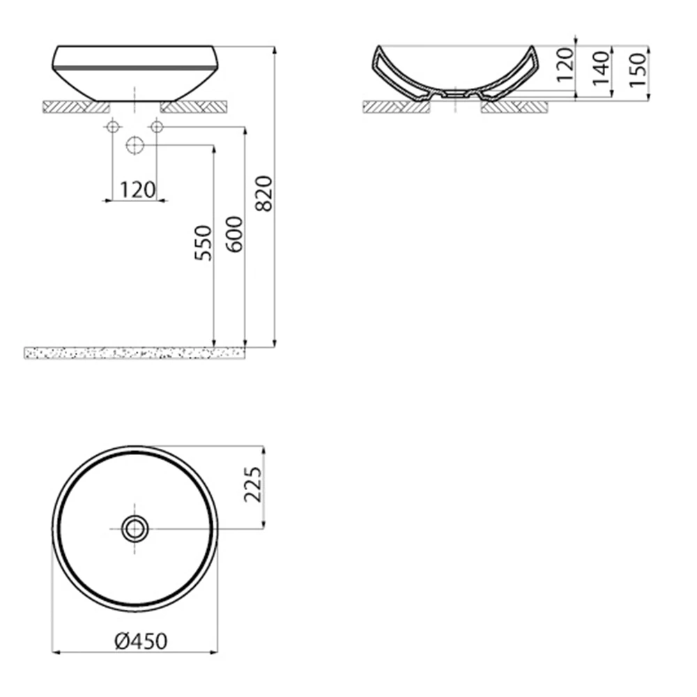 Creavit Deep 45 Cm Tezgahüstü Lavabo 2
