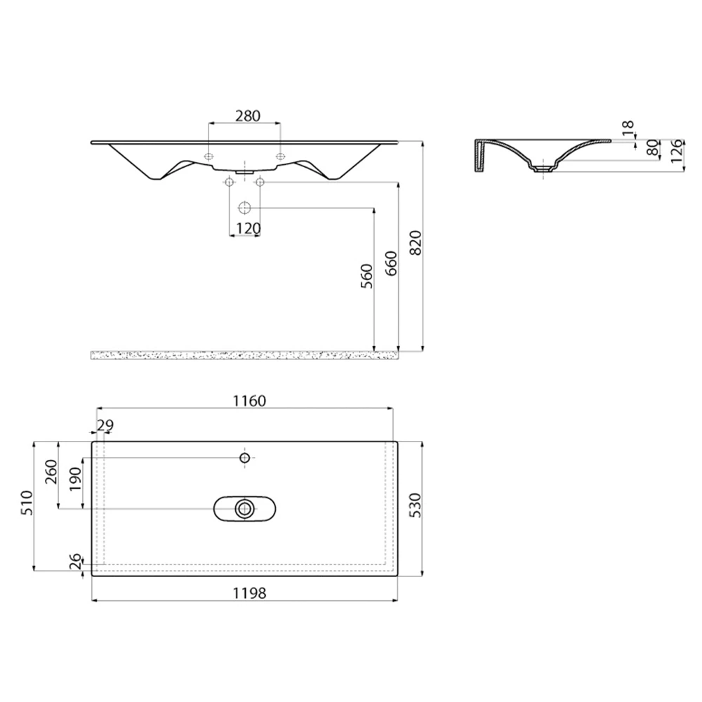 Creavit Drop 120 Cm Etajerli Lavabo 2