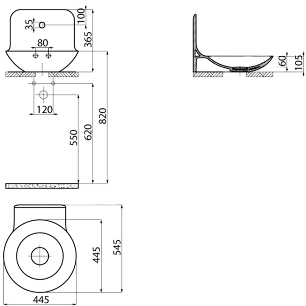 Creavit Foglia 45 Cm Armatür Düzlemli Tezgah Üzeri Lavabo 2