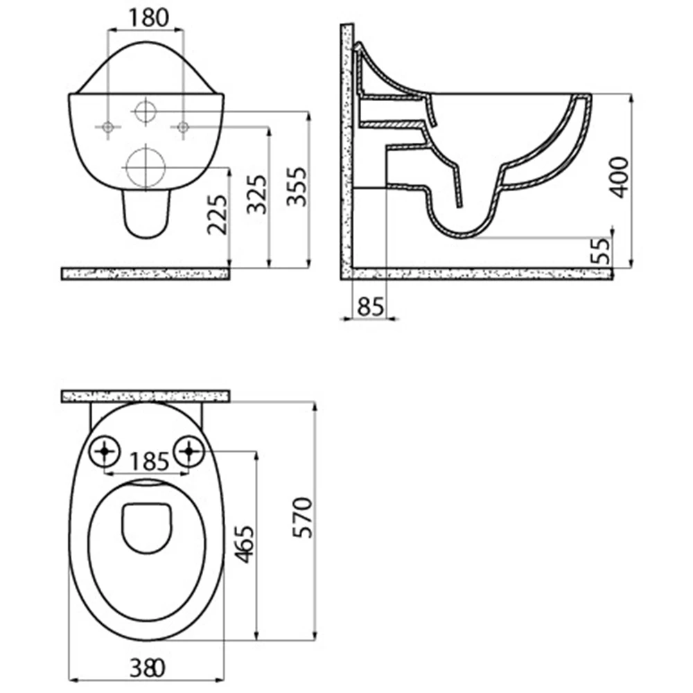 Creavit Foglia Rim-Off Asma Klozet - FG321-00CB00E-0000 2