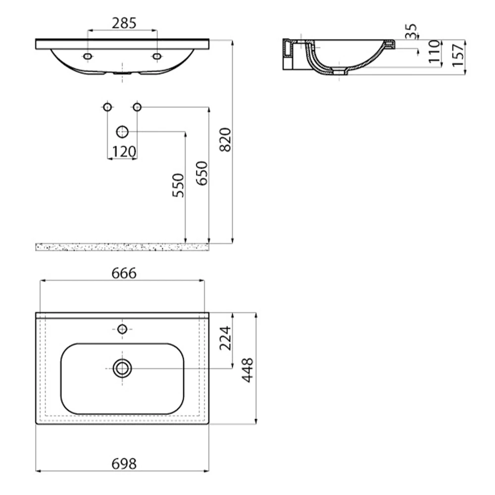 Creavit İdeal 70 Cm Etajerli Lavabo 3