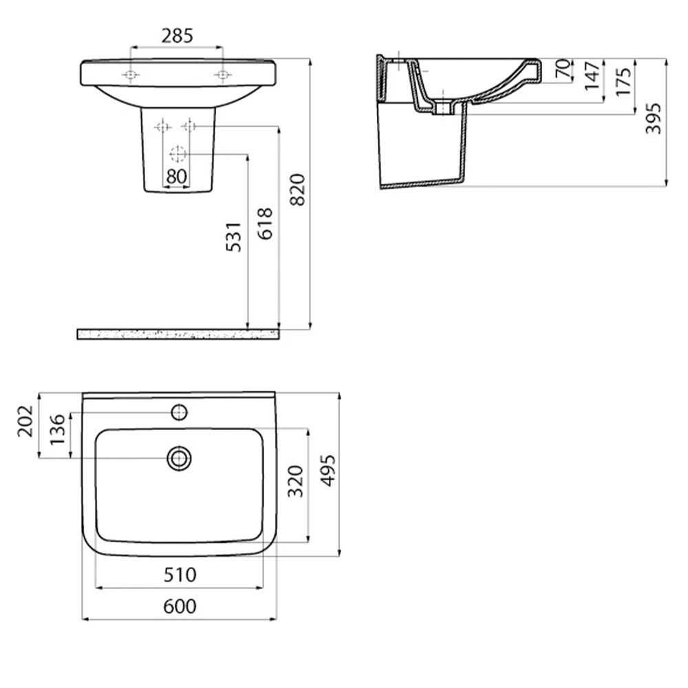 Creavit Lara 60 Cm Lavabo 3