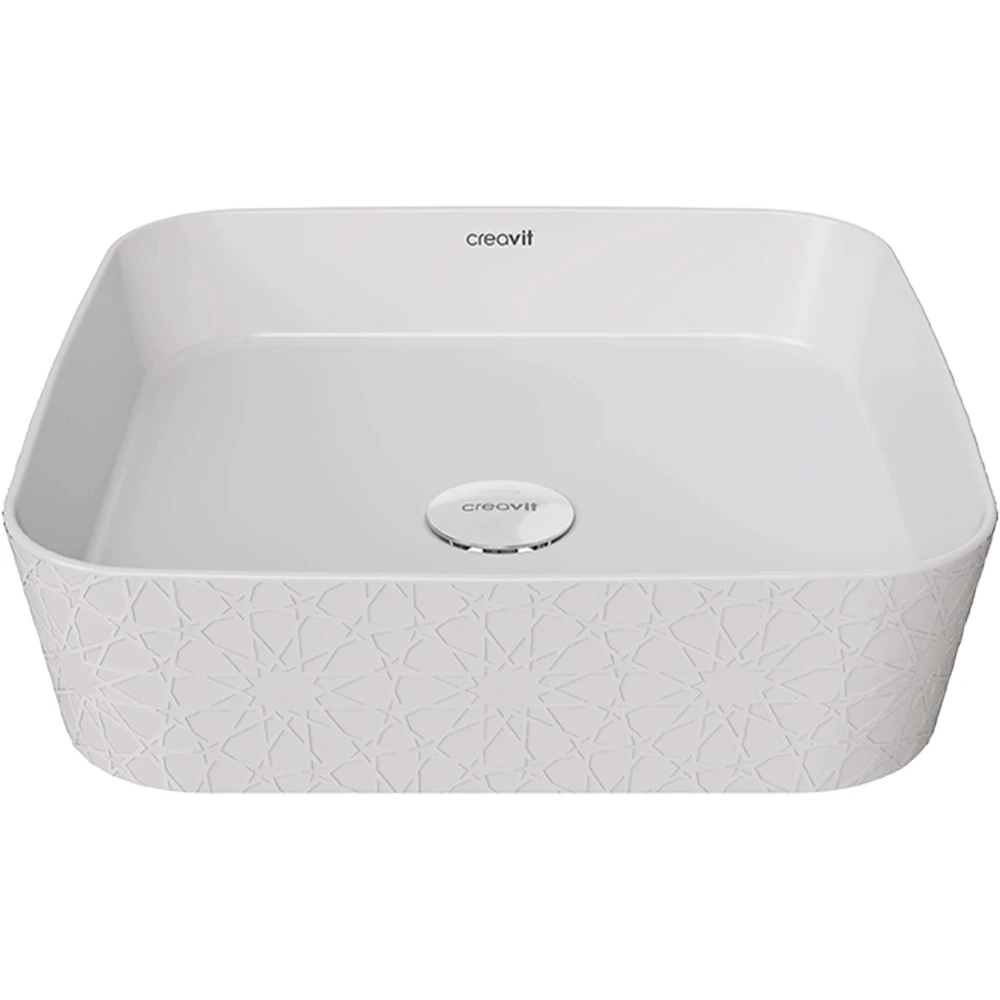 Creavit Loop 40 Cm Selçuklu Rölyef Uygulamalı Kare Çanak Lavabo