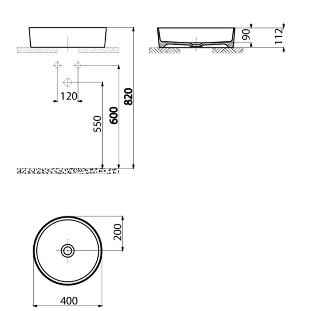 Creavit Loop 40 Cm Yuvarlak Çanak Lavabo 2