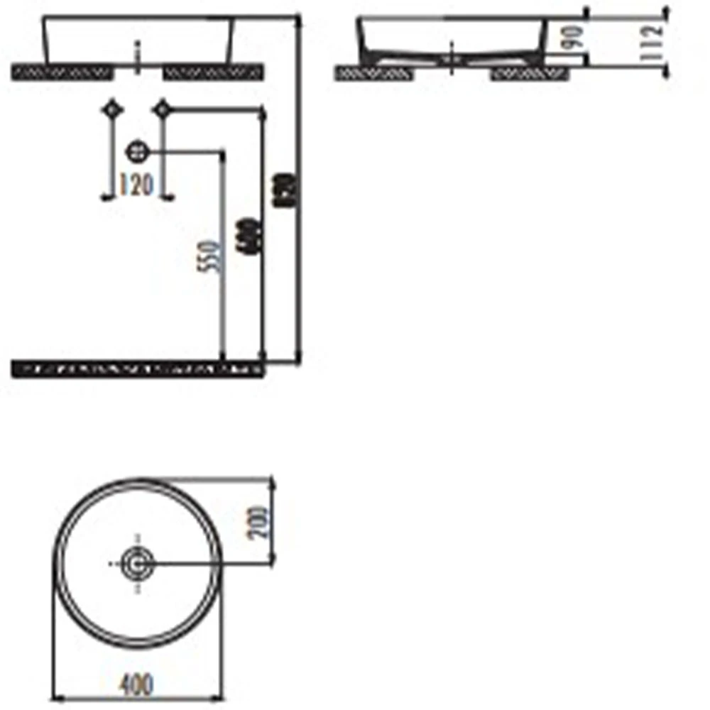 Creavit Loop 40 Cm Yuvarlak Selçuklu Rölyefli Yuvarlak Çanak Lavabo 3