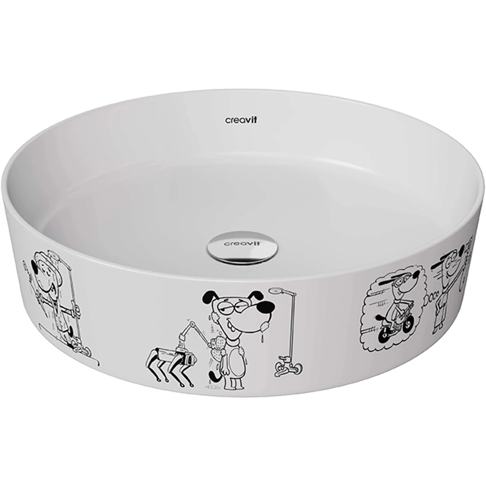 Creavit Loop 45 Cm Karikatür Desen Uygulamalı Yuvarlak Çanak Lavabo