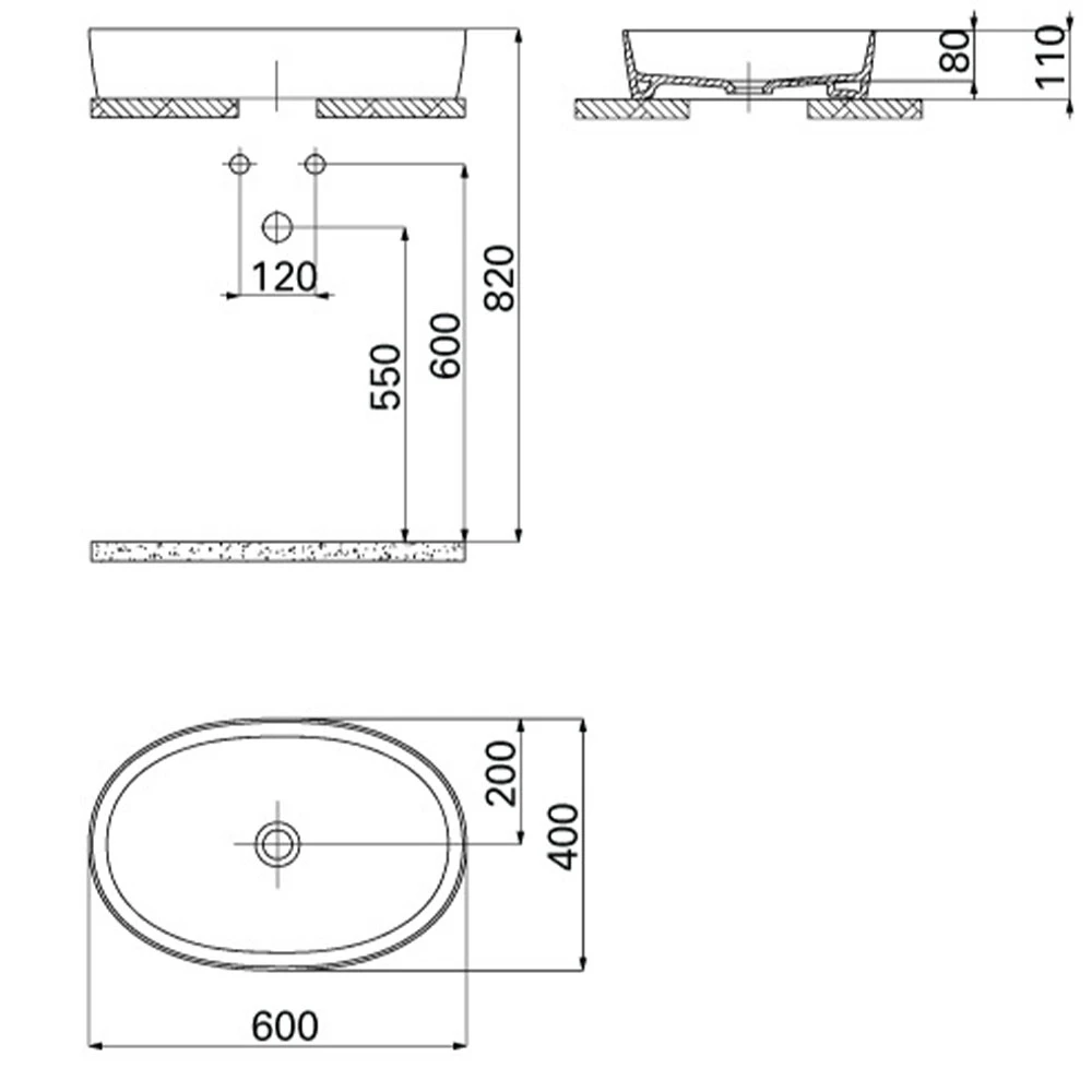 Creavit Loop 60 Cm Oval Çanak Lavabo - LP160-00CB00E-0000 2