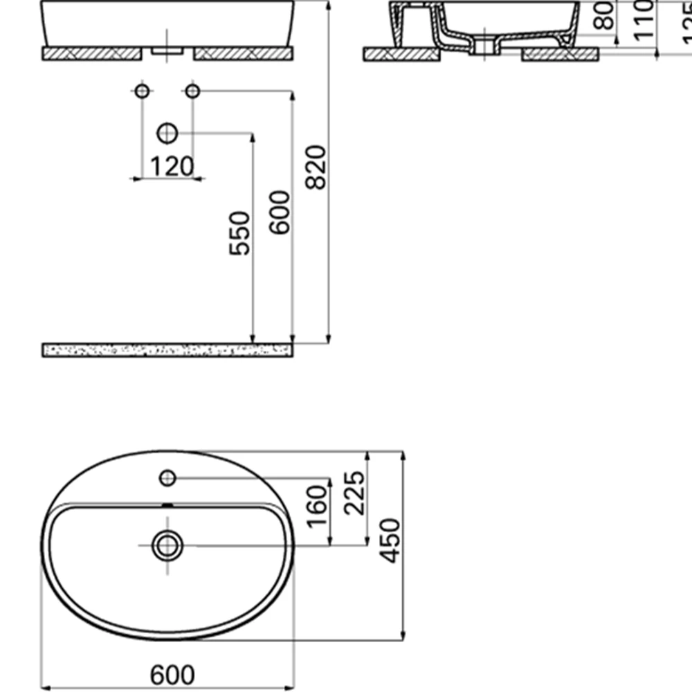 Creavit Loop 60x40 Cm Oval Mat Siyah Çanak Lavabo - LP161 2