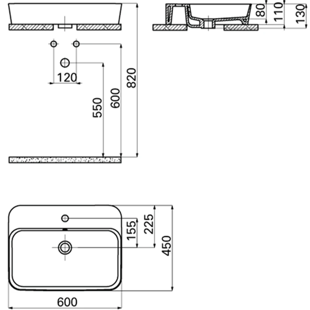 Creavit Loop 60x45 Cm Dikdörtgen Çanak Lavabo 2