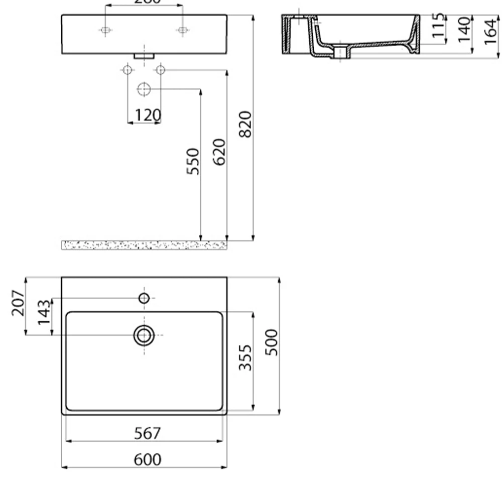 Creavit Next 60 Cm Kare Tezgahüstü Lavabo 3
