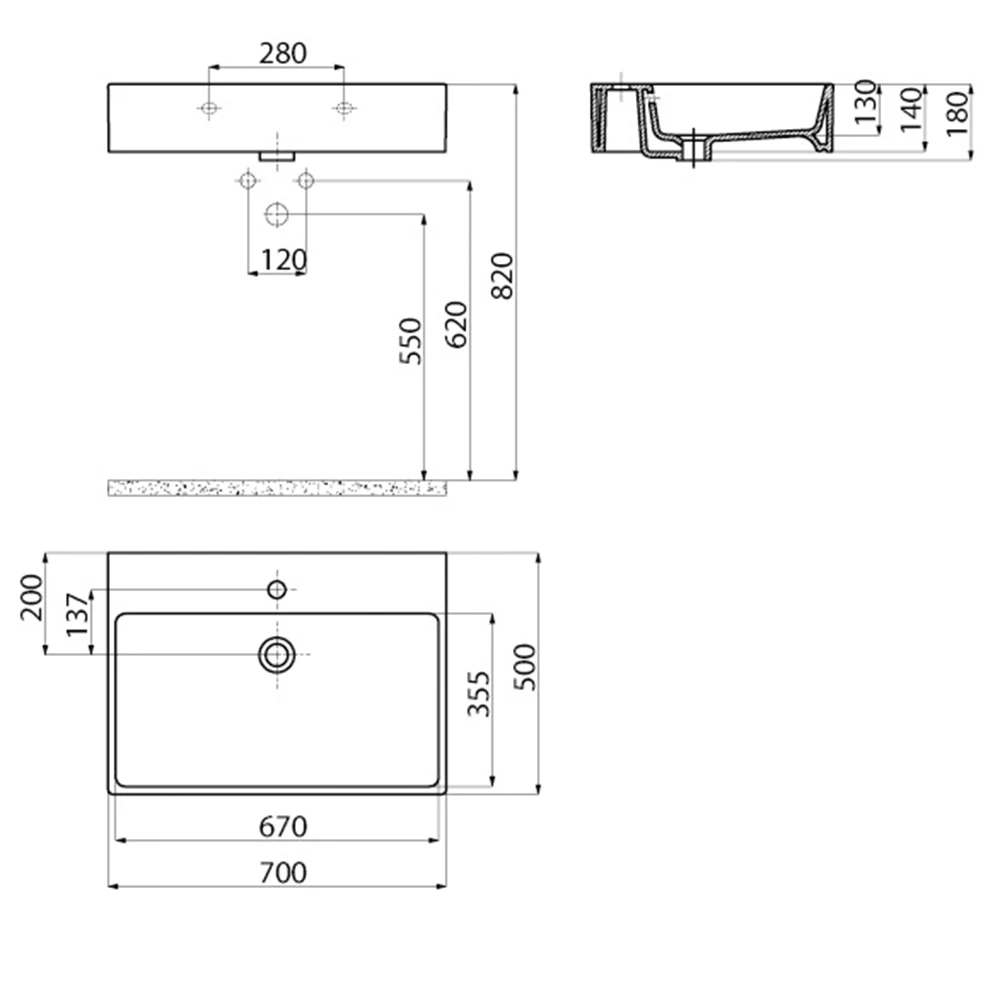 Creavit Next 70 Cm Kare Tezgahüstü Lavabo 3