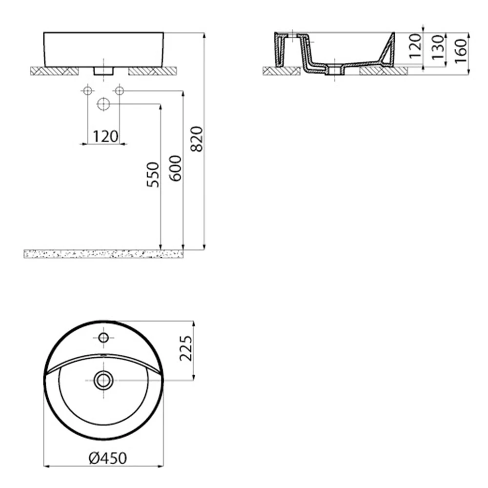 Creavit Nice Beyaz 45 Cm Tezgahüstü Lavabo 3