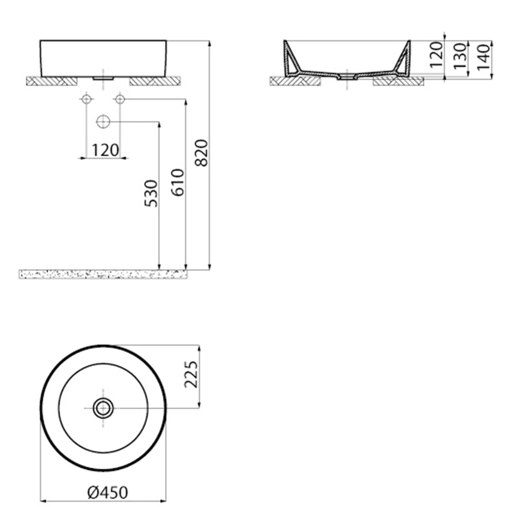 Creavit Nice 45 Cm Tezgahüstü Lavabo 3