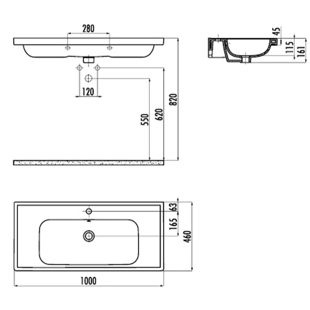 Creavit Obi 100 Cm Etajerli Lavabo 3