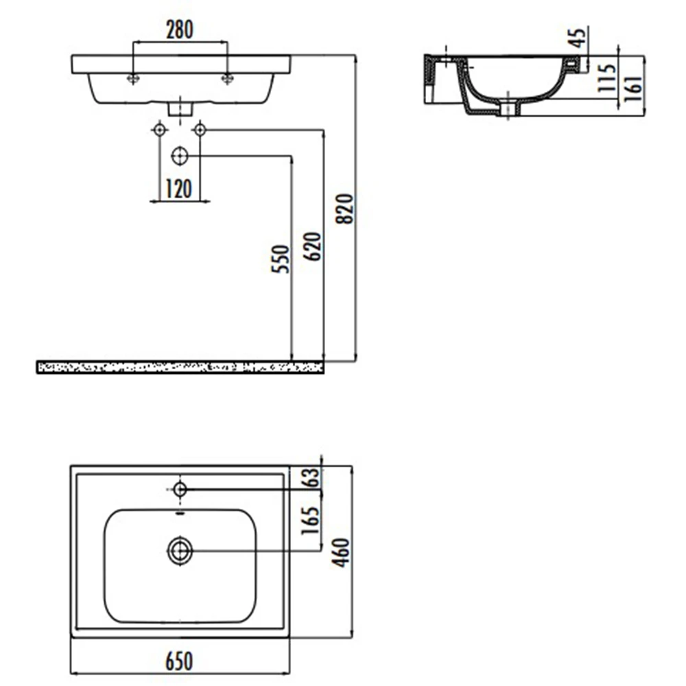 Creavit Obi 65 Cm Etajerli Lavabo - OB065-00CB00E-0000 2