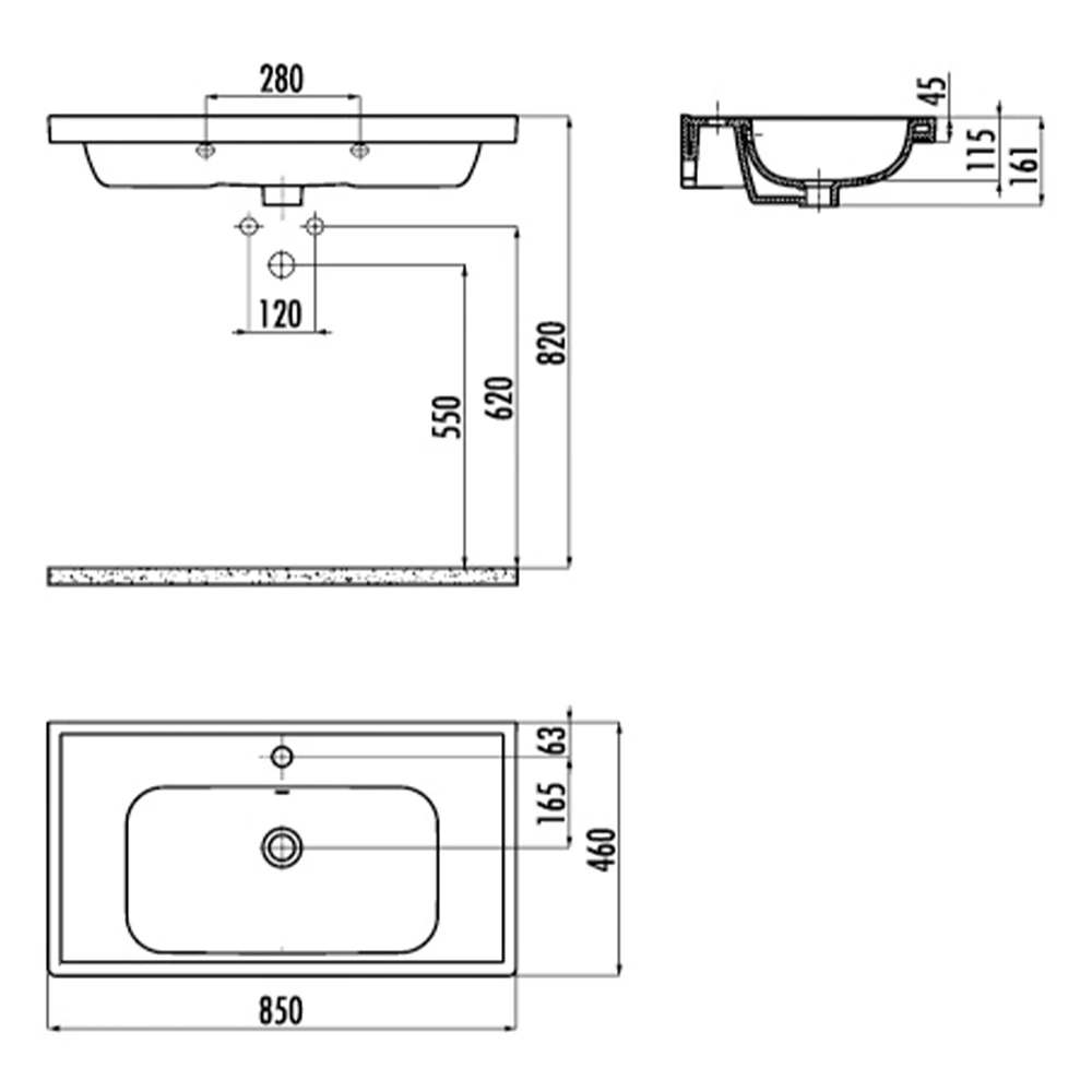 Creavit Obi 85 Cm Etajerli Lavabo 3