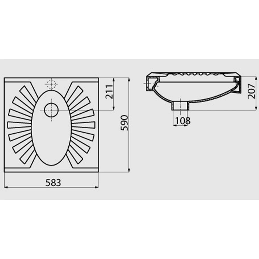 Creavit Omega 60x60 Cm Çevre Yıkamalı Helataşı - TP595-00CB00E-0000 2