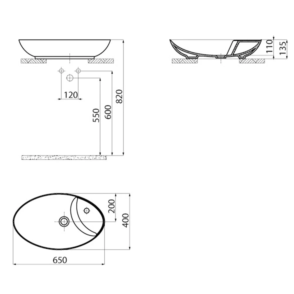 Creavit Petra 65 Cm Tezgahüstü Lavabo 3