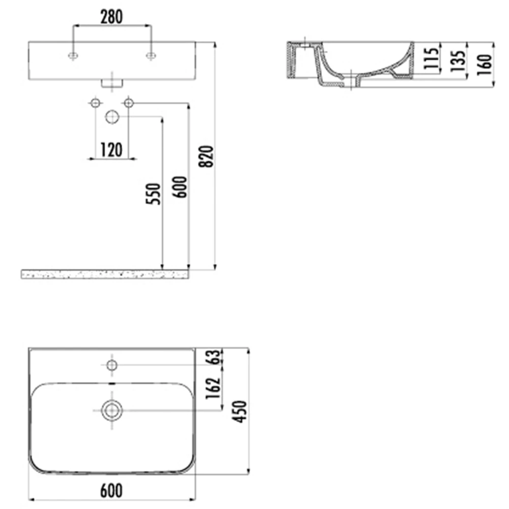 Creavit Pride 60 Cm Etajerli Lavabo 2