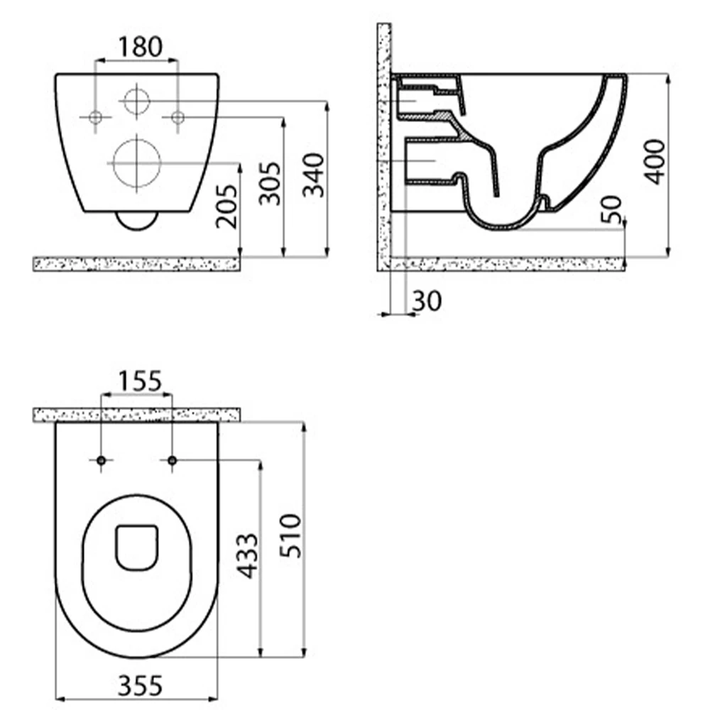 Creavit Rim-Off Taharet Musluk Entegreli Asma Klozet - FE322-34CB00E-0001 2