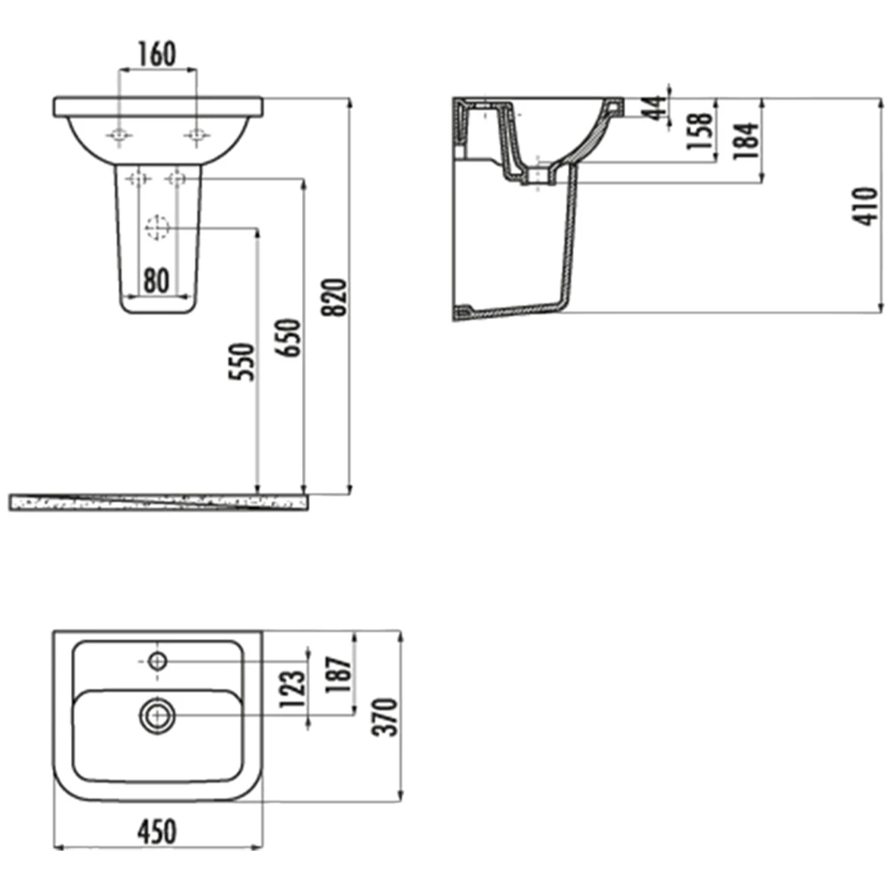 Creavit Saily 100x45 Cm Mat Siyah Etajerli Lavabo 2