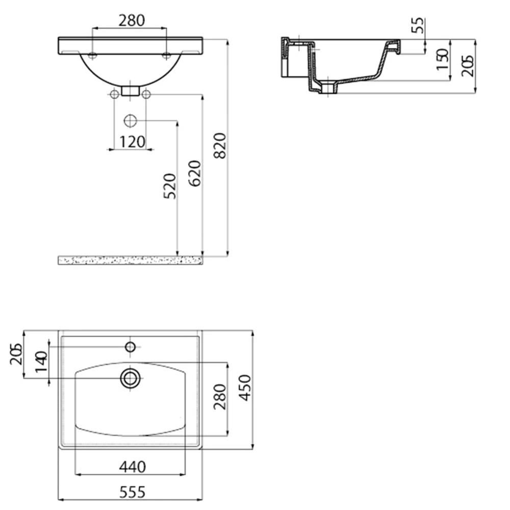 Creavit Sera 55 Cm Etajerli Lavabo 3