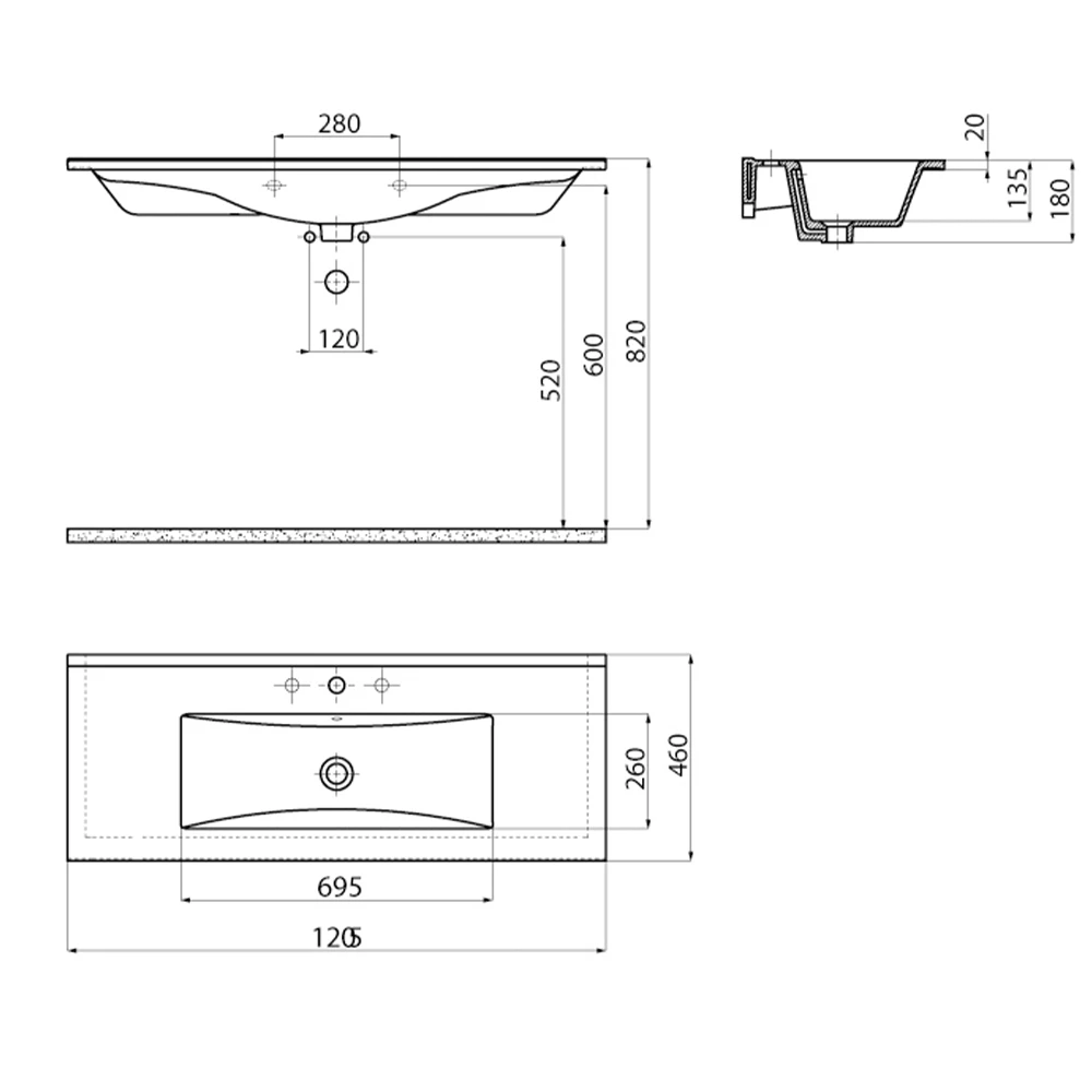 Creavit Su 120 Cm Etajerli Lavabo 2