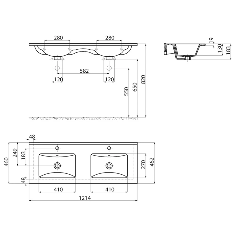 Creavit Su 121 Cm Çiftli Etajerli Lavabo 3
