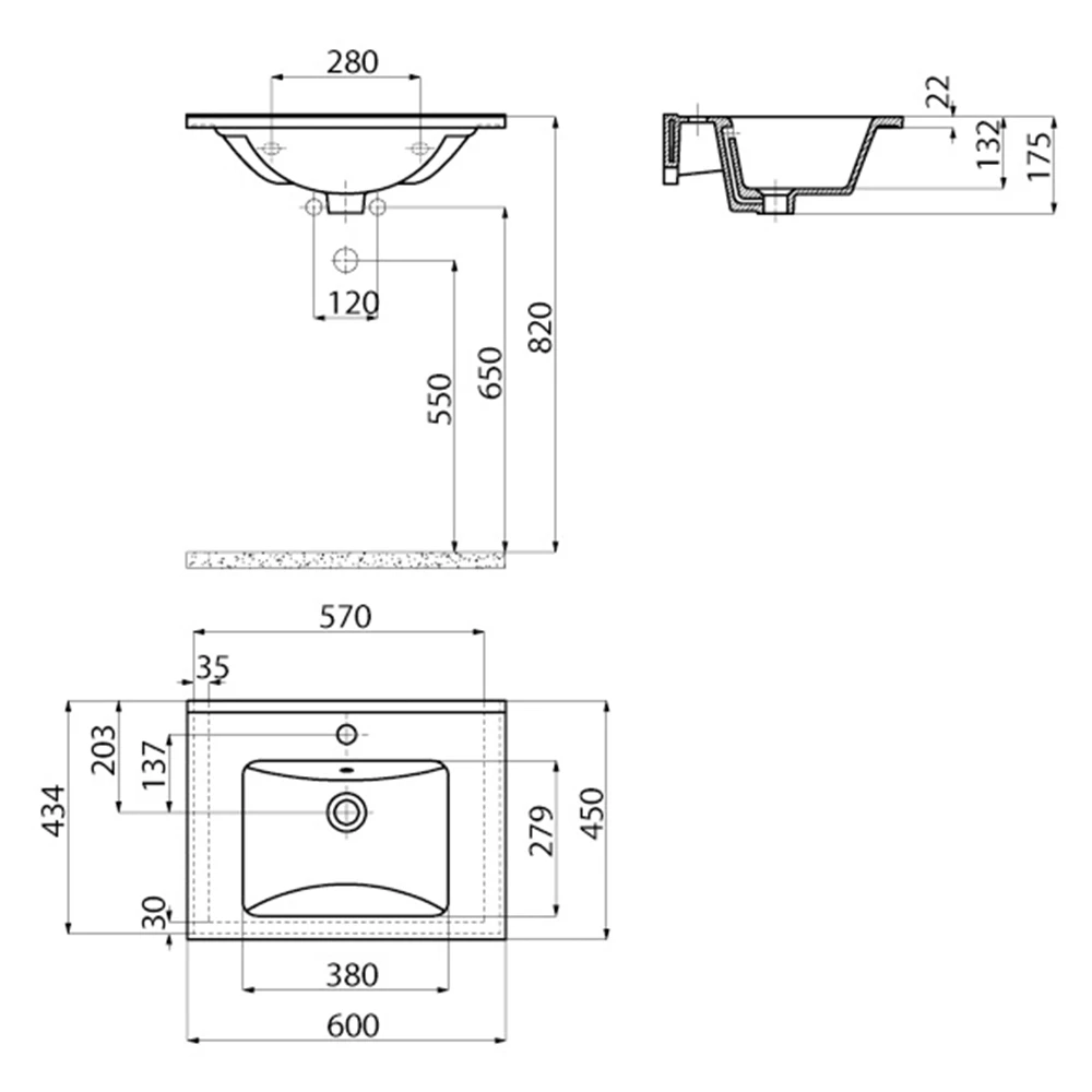 Creavit Su 60 Cm Etajerli Lavabo 3