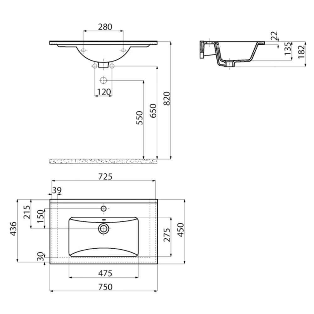 Creavit Su 75 Cm Etajerli Lavabo 3