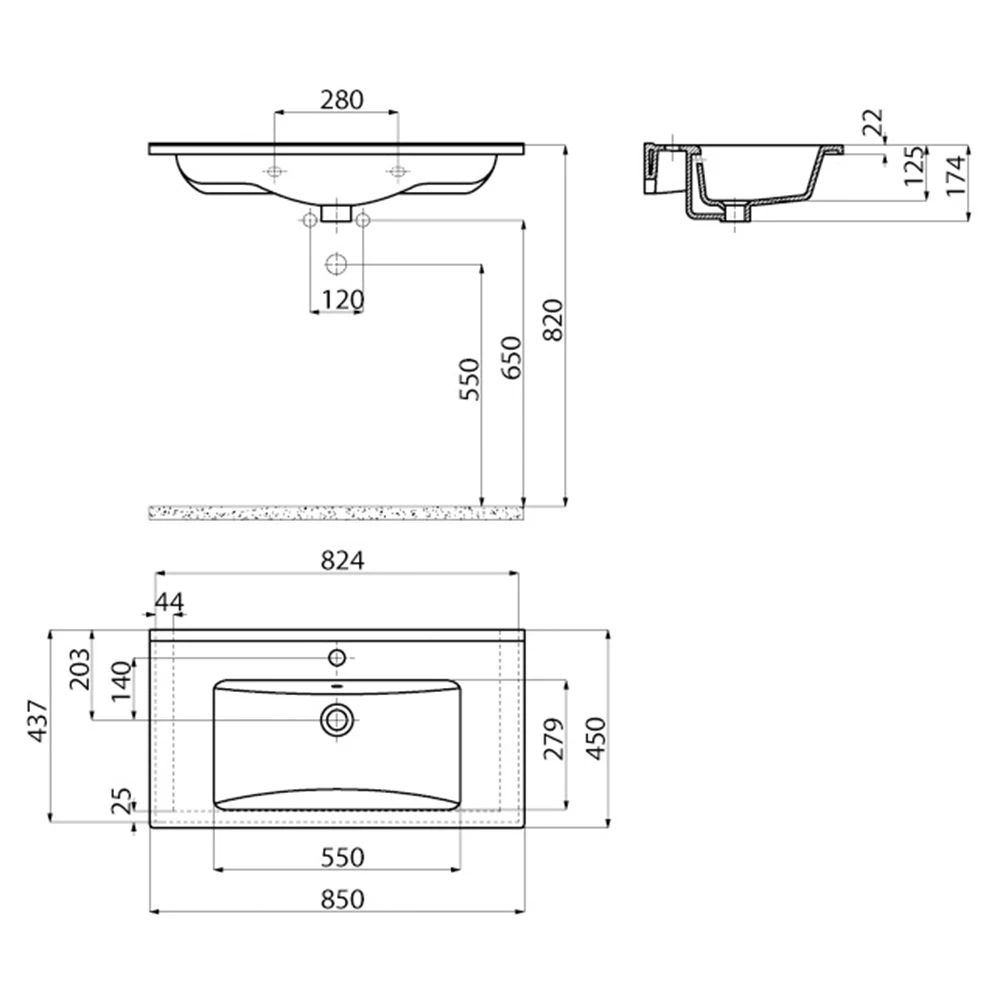 Creavit Su 85 Cm Etajerli Lavabo 3